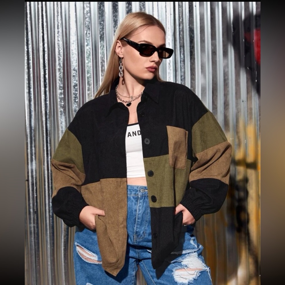 Color block corduroy jacket